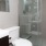 a bathroom with a glass shower