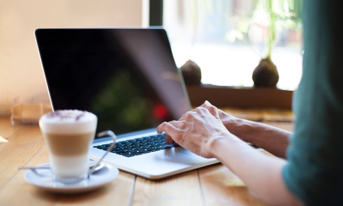 a woman on a laptop